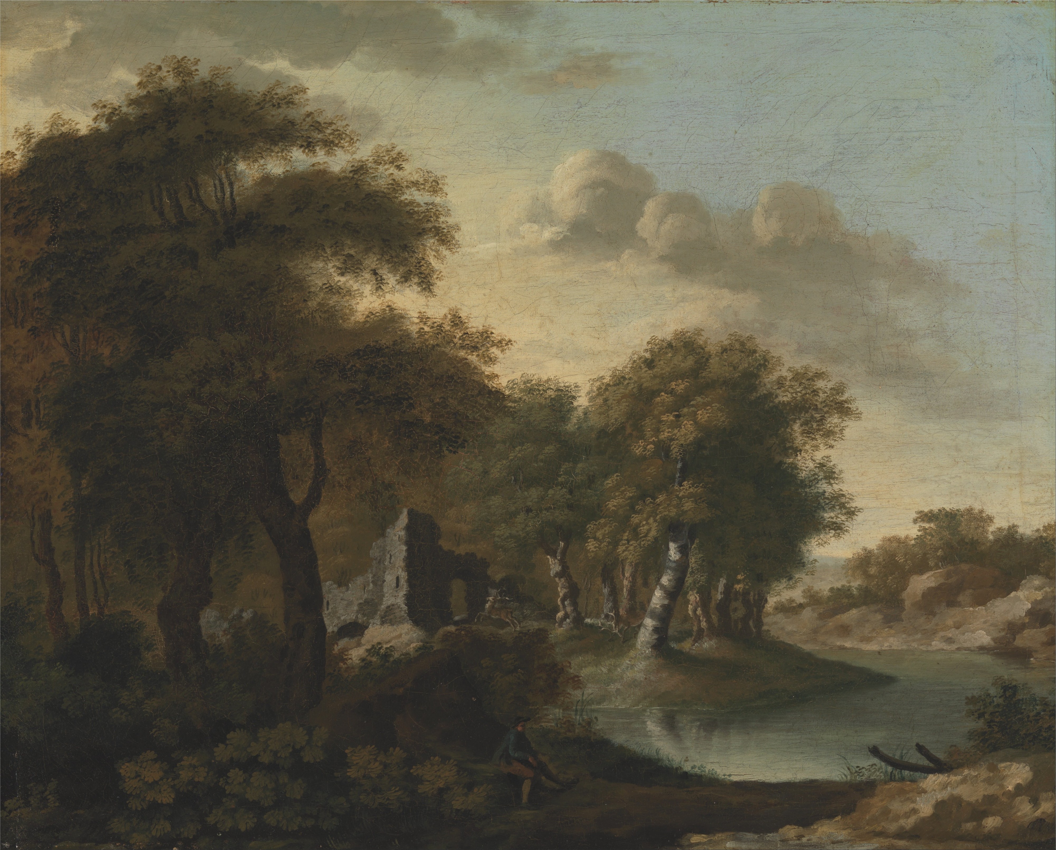 George Smith - A View Near Arundel, Sussex, with Ruins by Water - Google Art Project