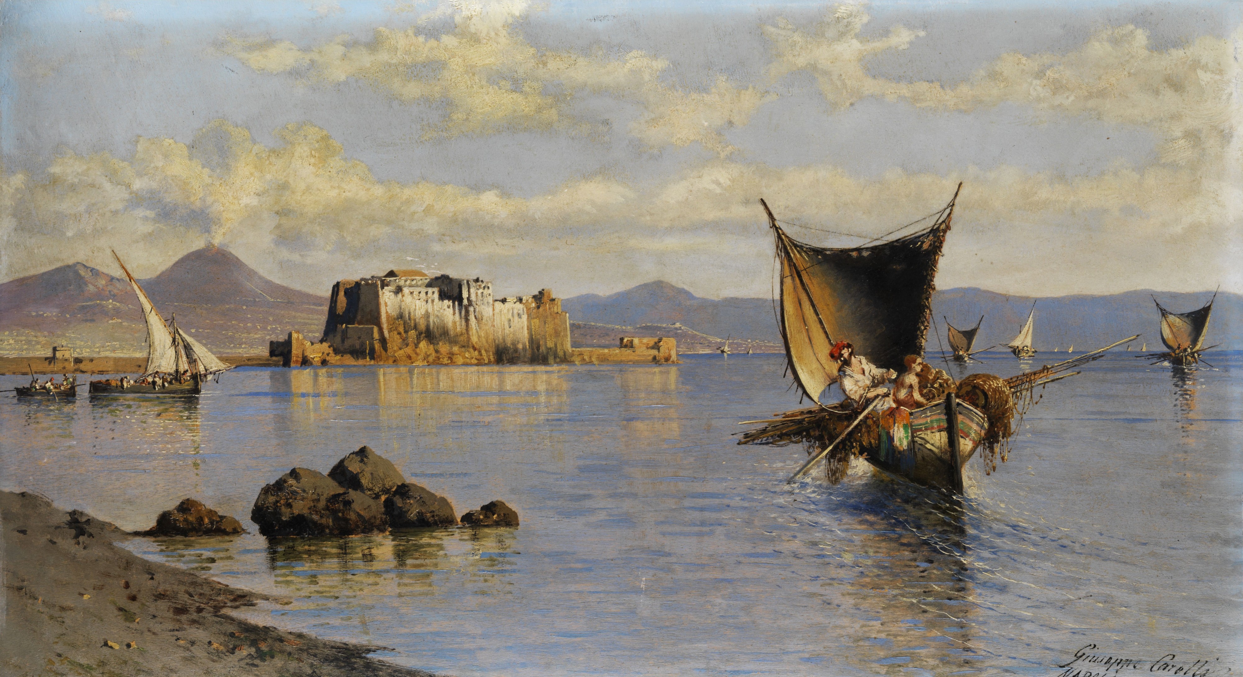 Giuseppe Carelli Bucht von Neapel mit Castel dell'Ovo