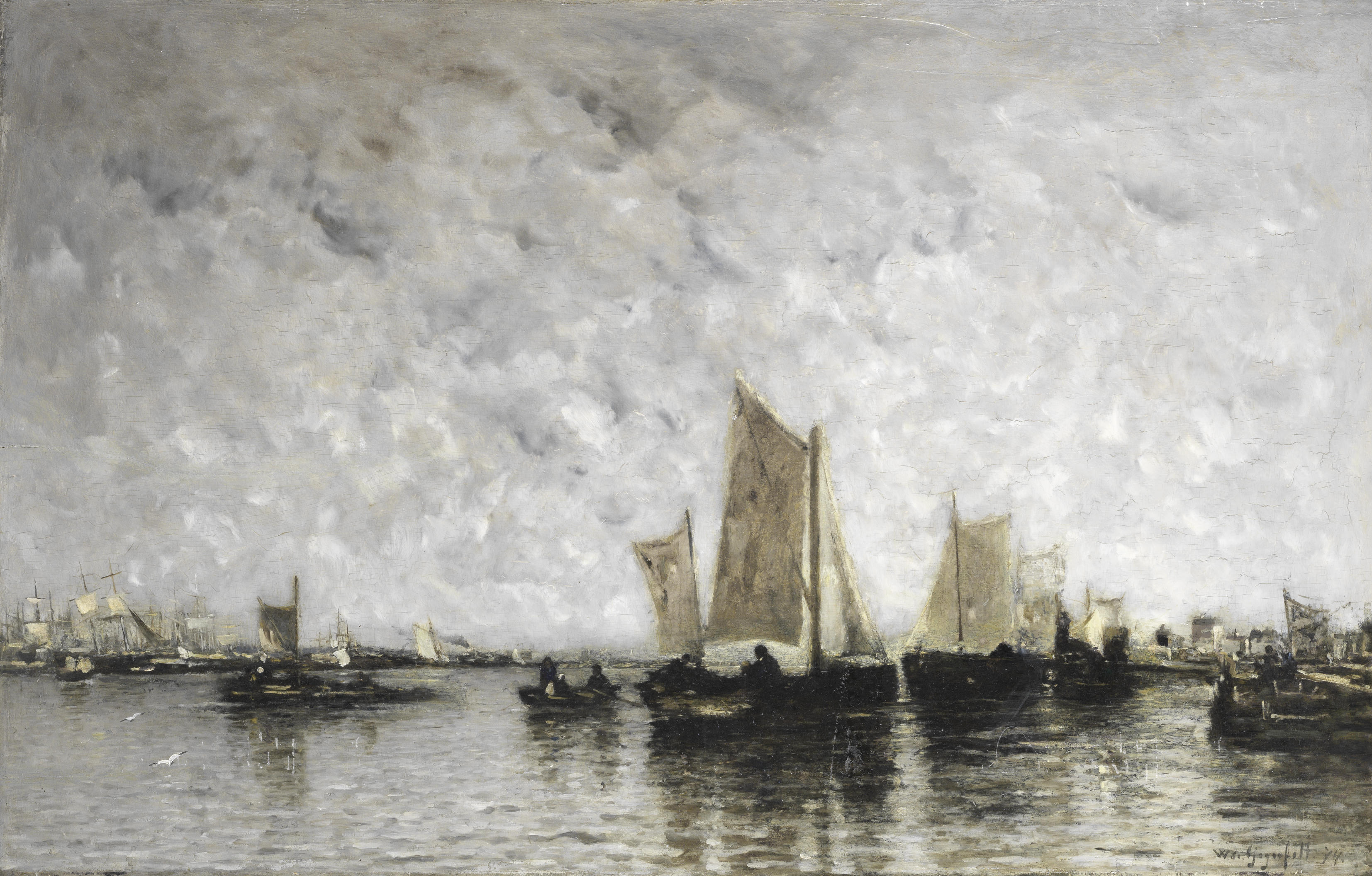 Wilhelm von Gegerfelt - Sail and steam vessels in an estuary