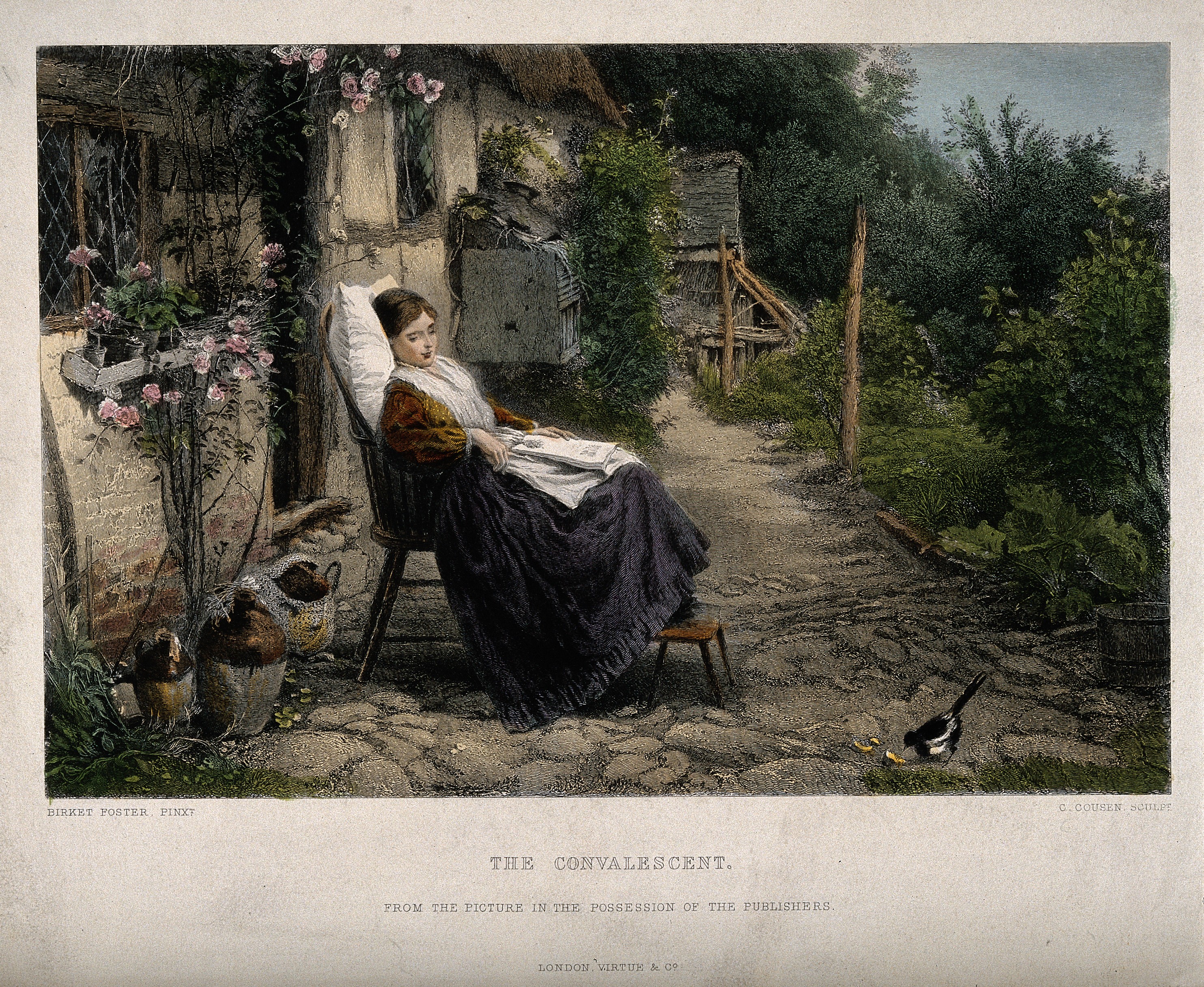 A young woman convalescing in a country garden watches a bir Wellcome V0015158