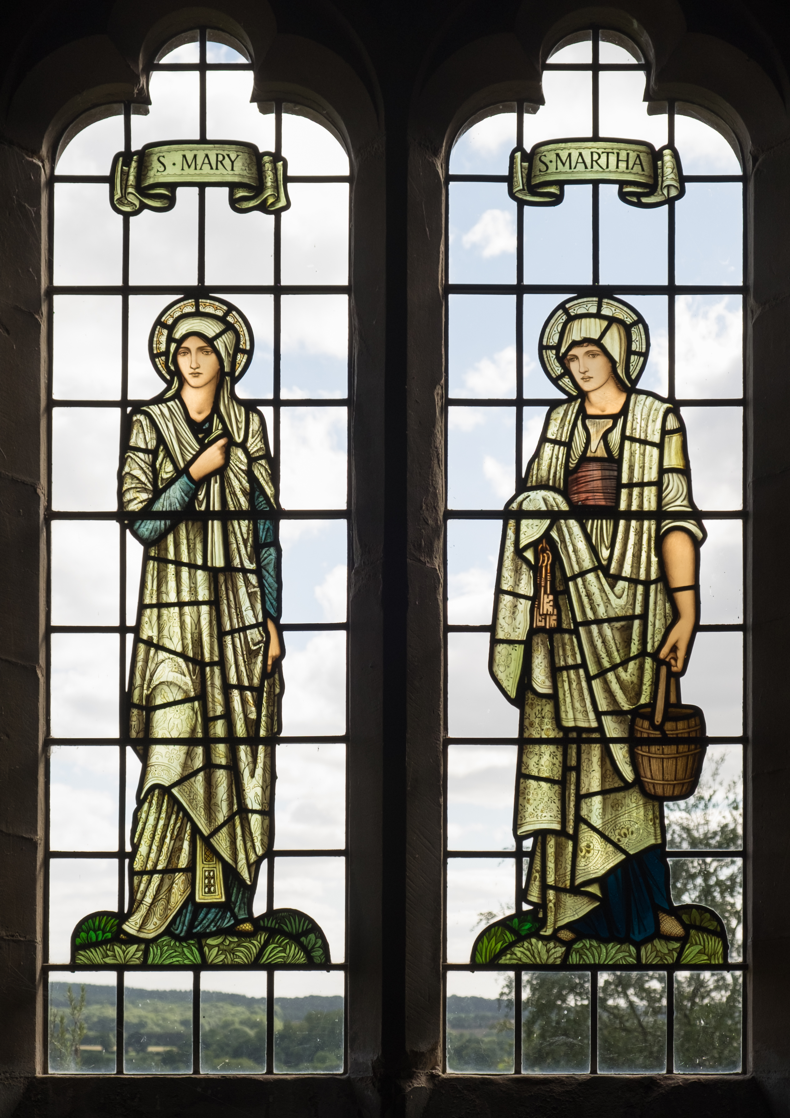 All Saints church, Preston Bagot - Mary and Martha stained glass windows 2016