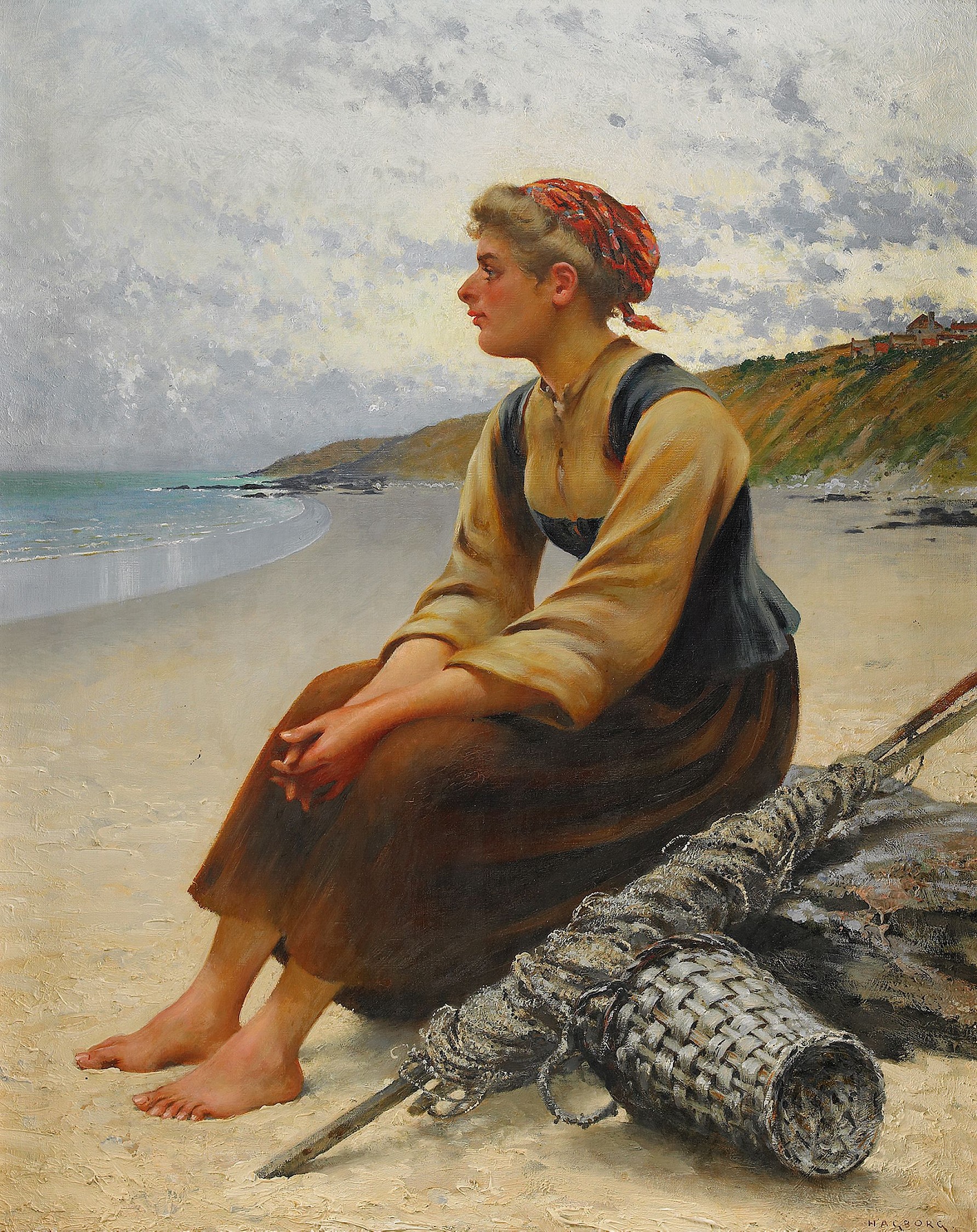 August Hagborg-Ostronplockerska på stranden