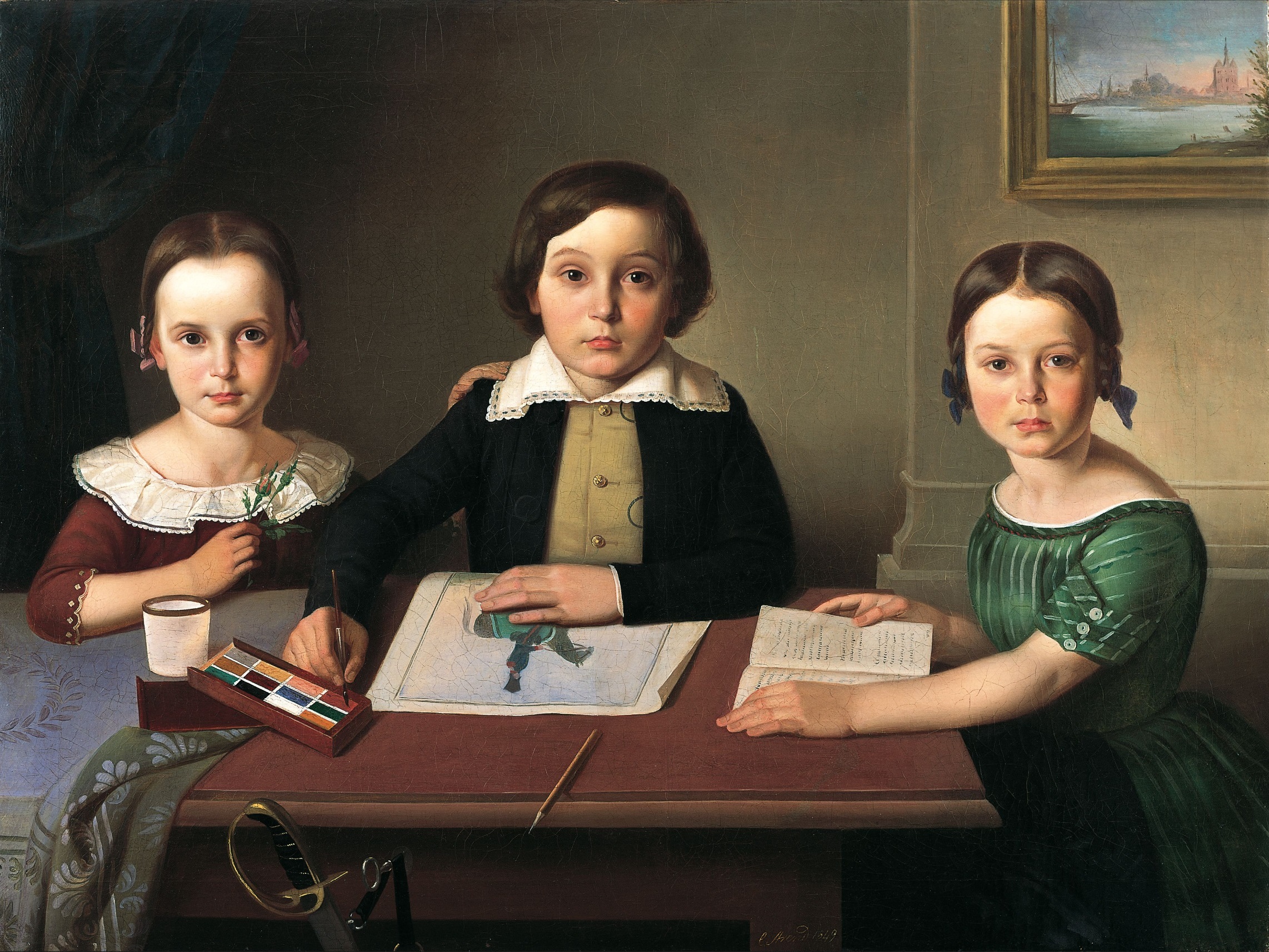 Carl Arend - Die drei Kinder des Herrn C. H. Schulze (1849)