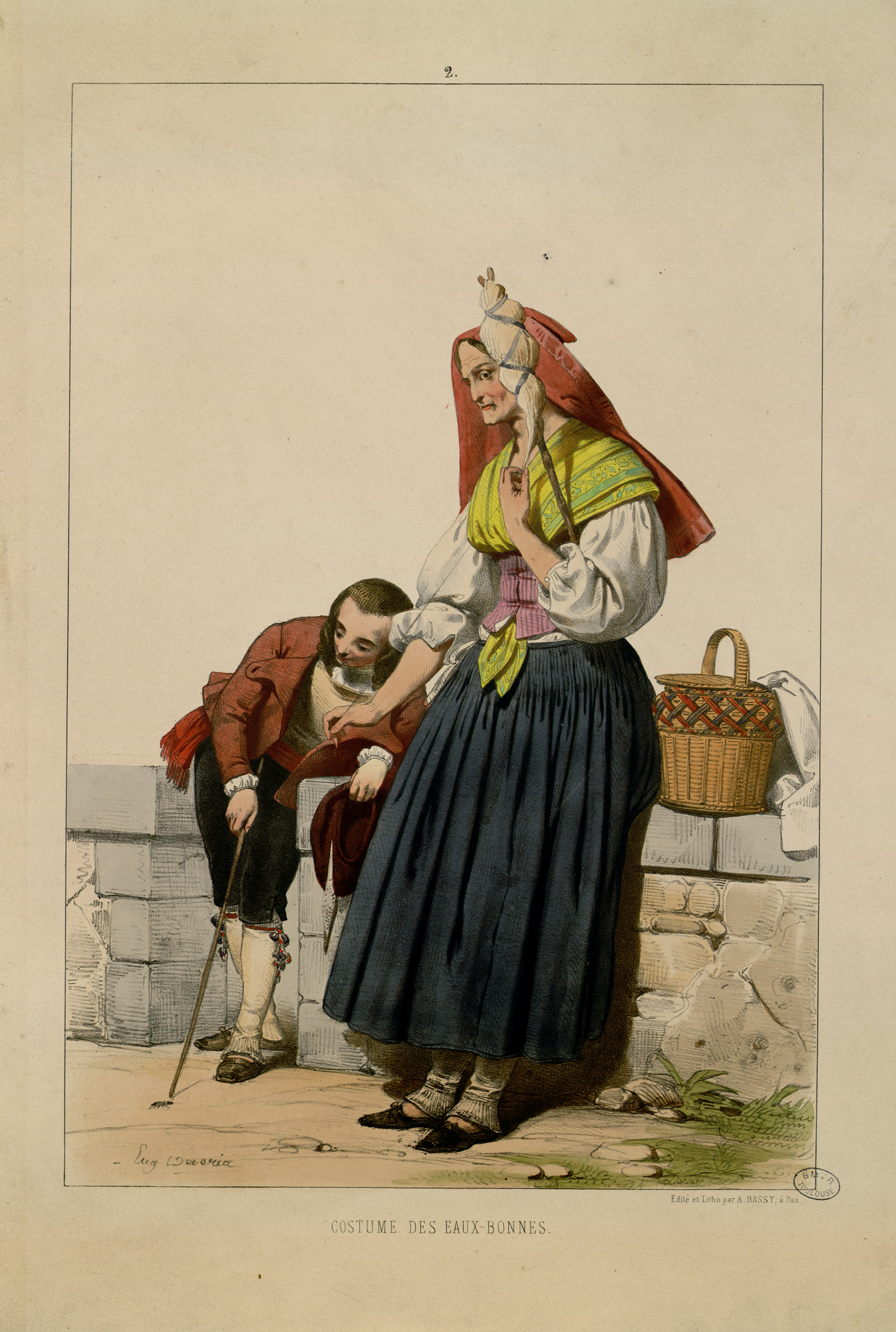 Costume des Eaux-Bonnes (Vieille femme et jeune garçon) - Fonds Ancely - B315556101 A DEVERIA 005