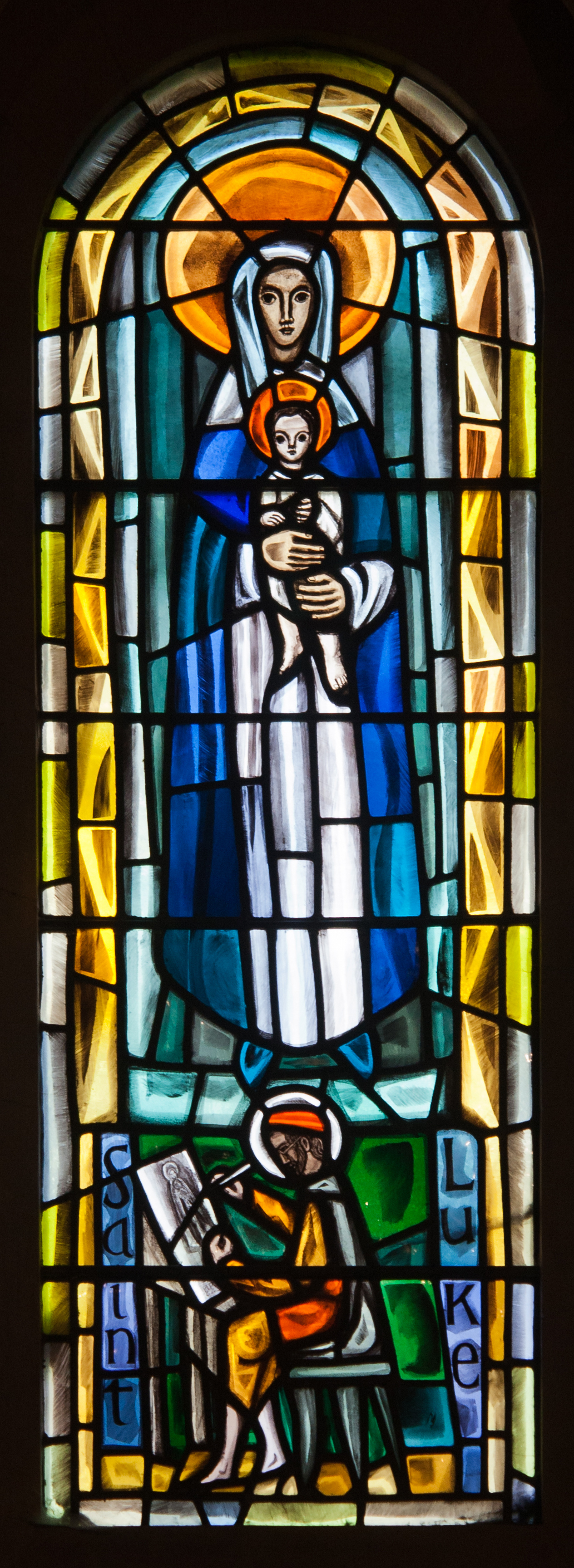 Dublin Christ Church Cathedral Chapel of Laurence O'Toole Window Virgin and Child with Saint Luke by Patrick Pollen 2012 09 26