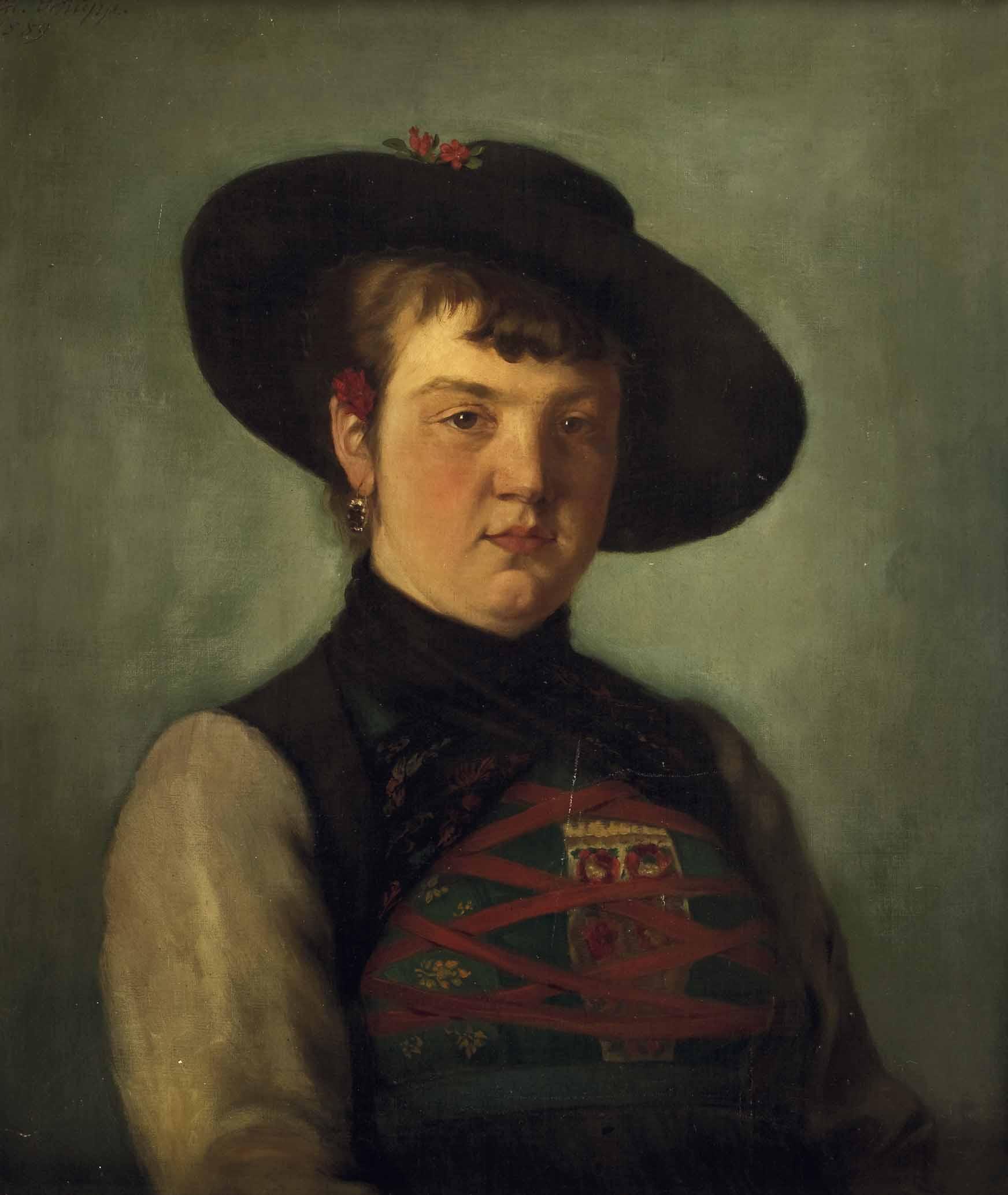 Eduard Schupp Frau in bayrischer Tracht 1889