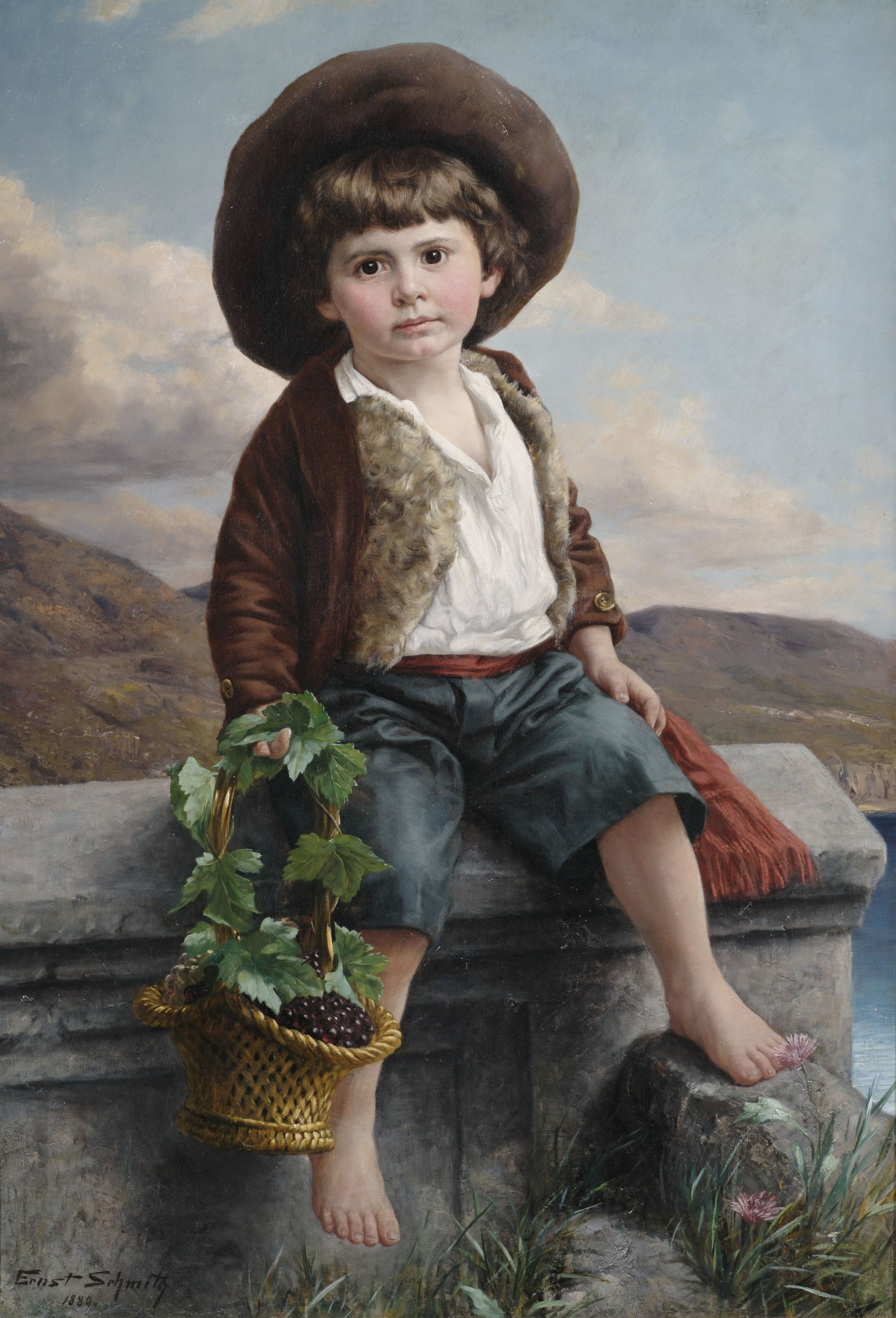Ernst Schmitz Bildnis eines Bauernjungen mit Traubenkorb
