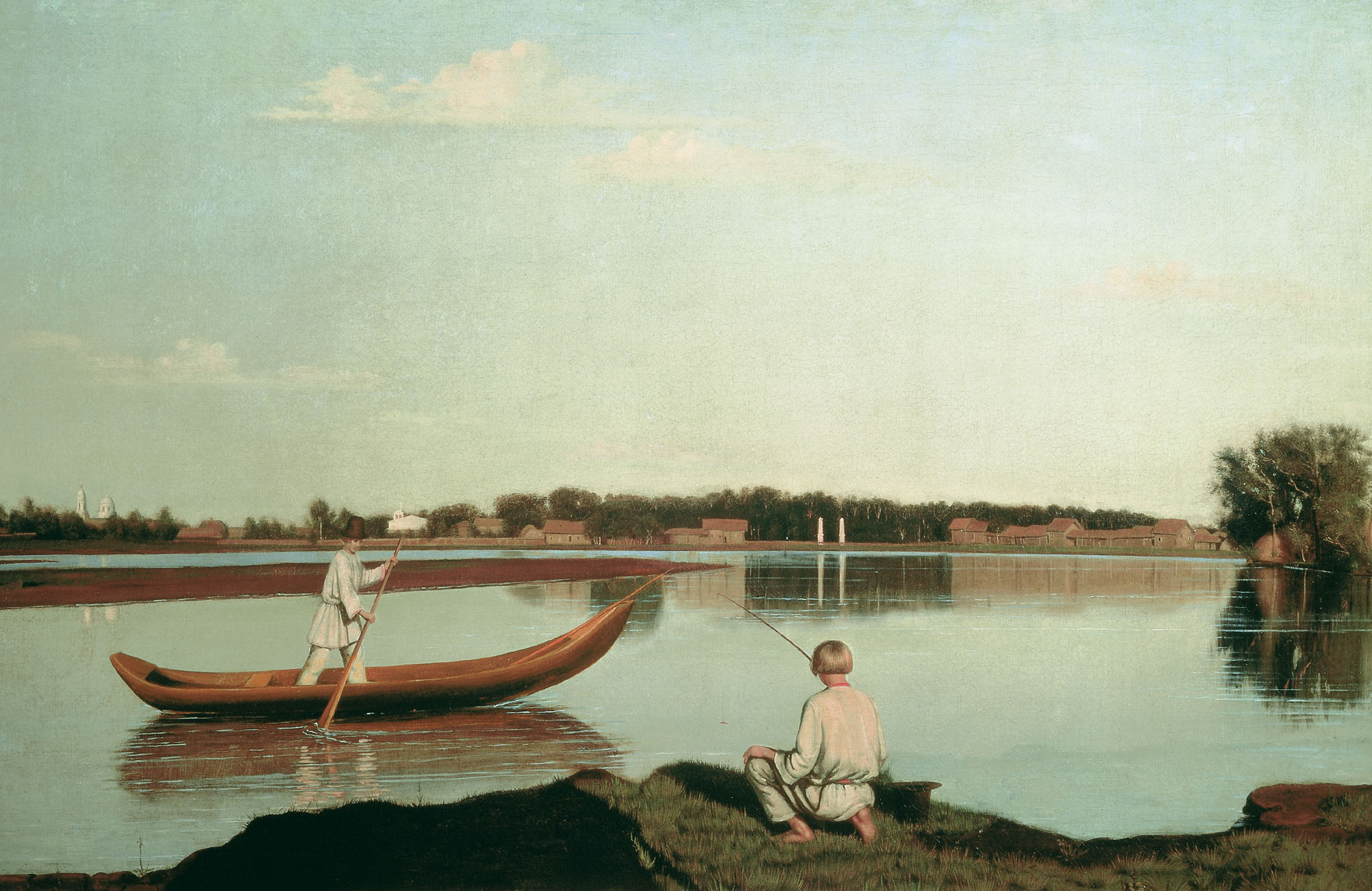 Fishermen. View in Spasskoe by G.Soroka (1840s, Russian museum)