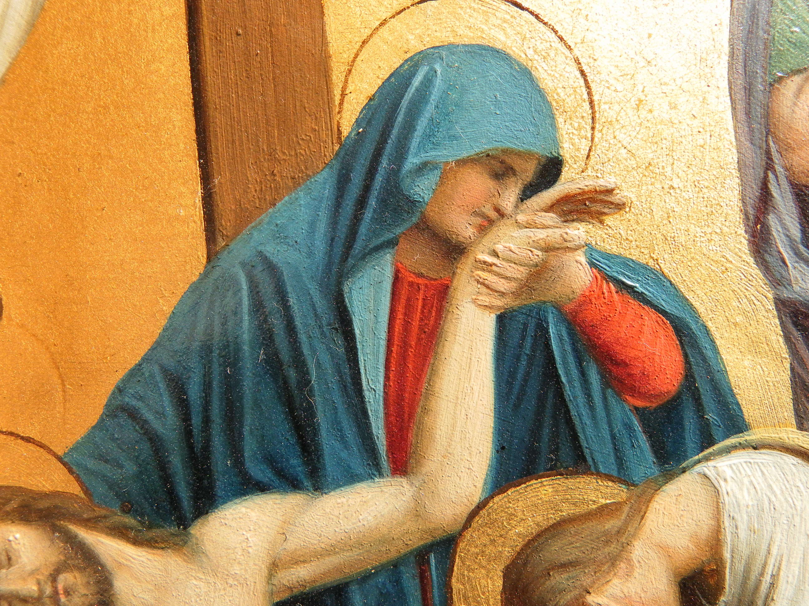 Fr Pfettisheim Chemin de croix station XIII - Mary kissing Jesus hand