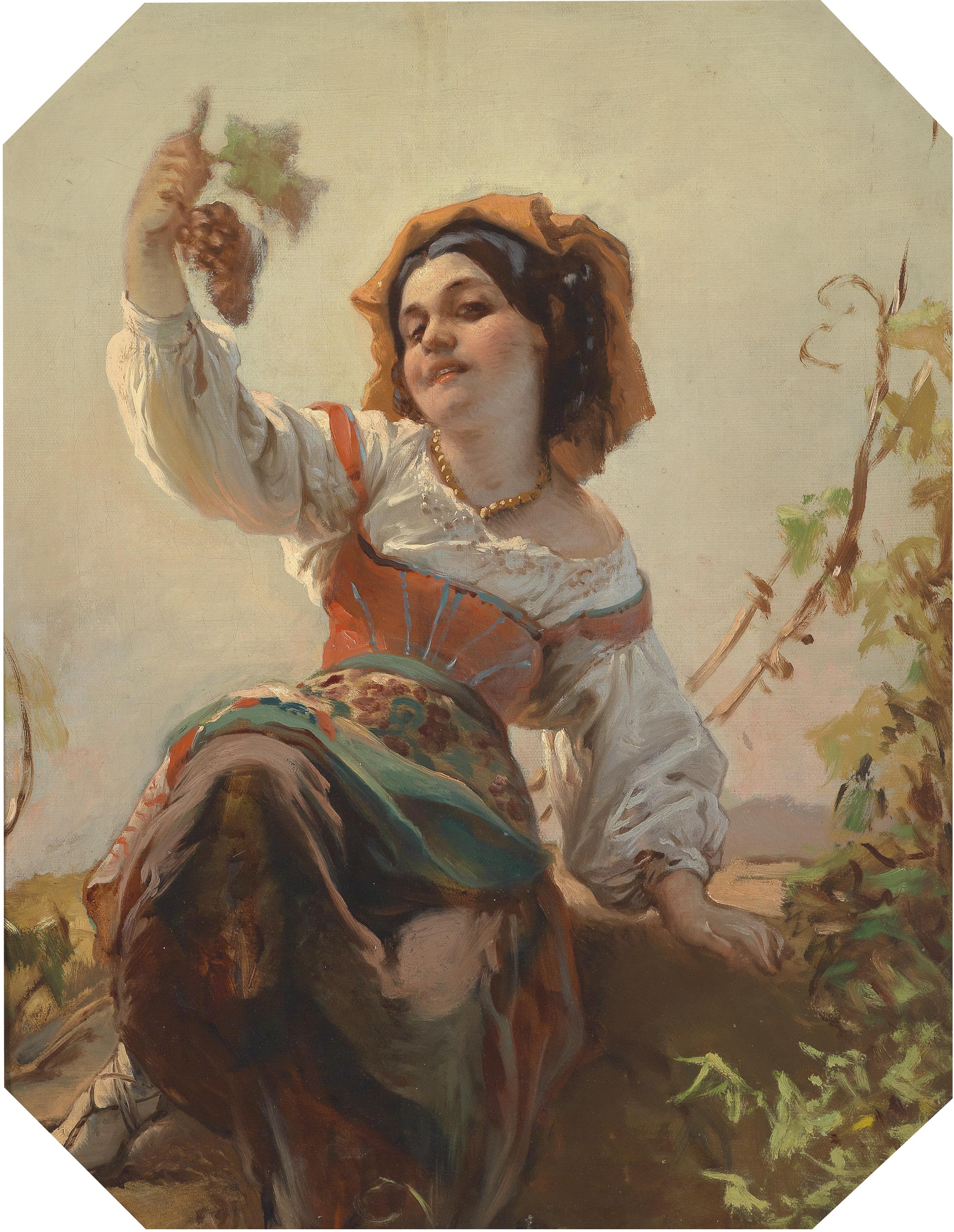 Franz Dobiaschofsky Italienisches Mädchen mit Weintrauben