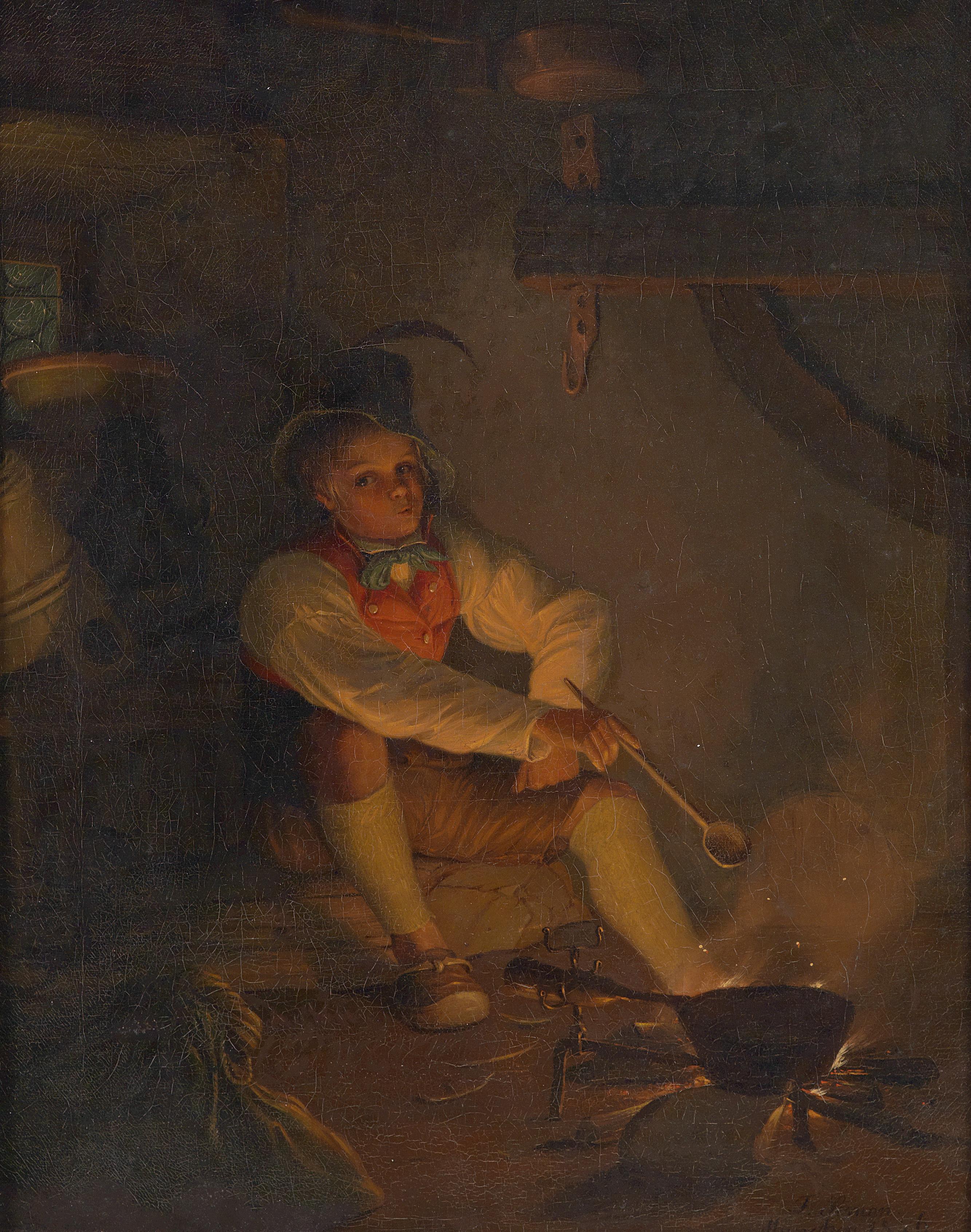 Friedrich Simon Kleiner Koch an der Feuerstelle 1846