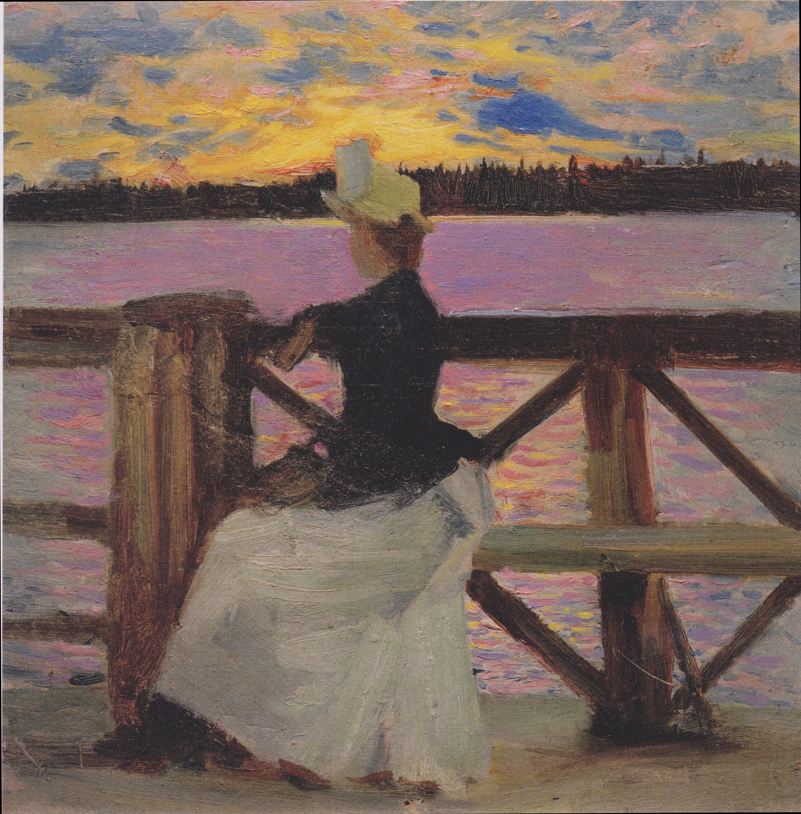 Gallén-Kallela - Marie Gallén auf der Kuhmoniemi-Brücke - 1890