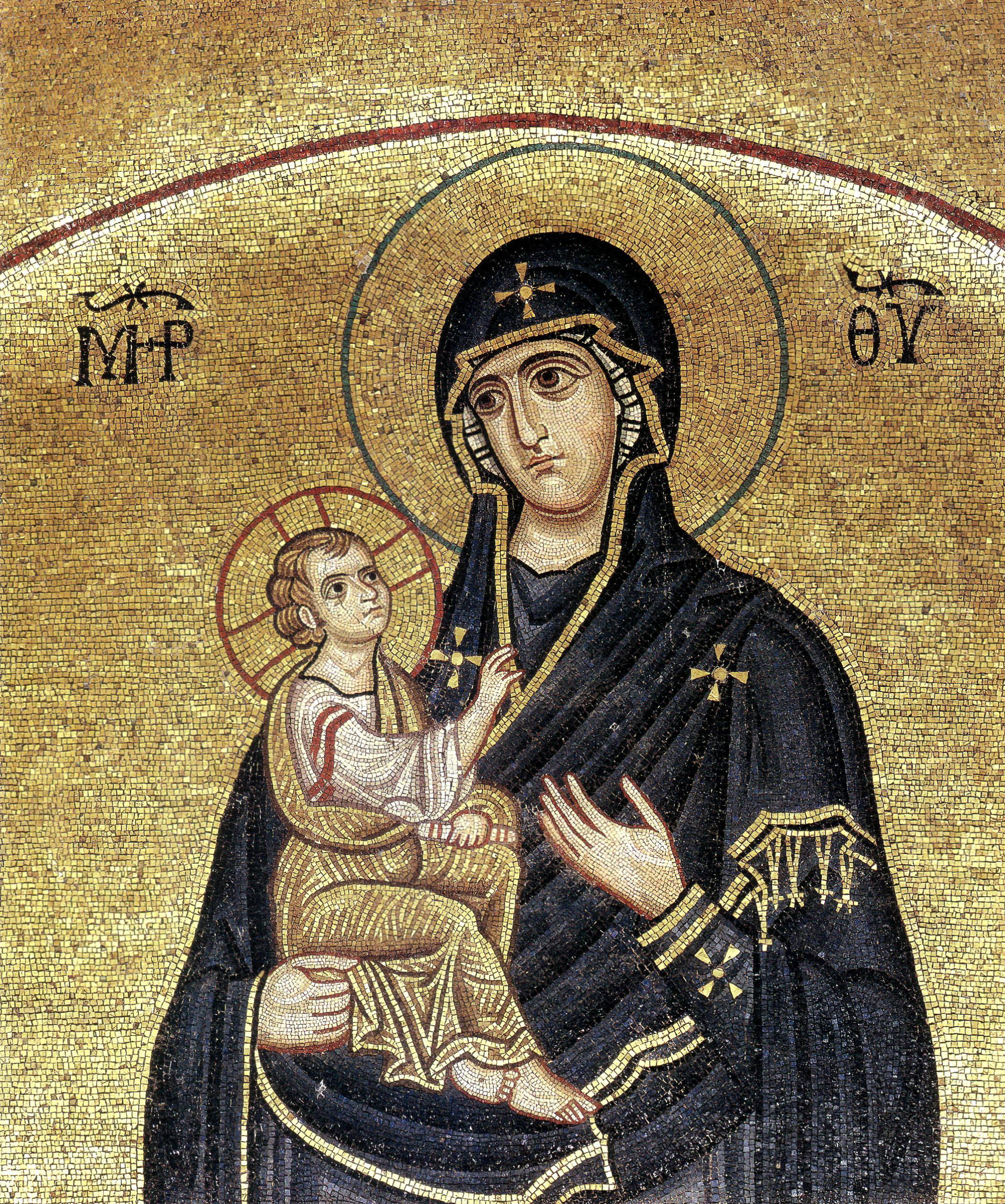 Hosios Loukas (nave, lunette on east wall of south cross-arm) Virgin Mary 01