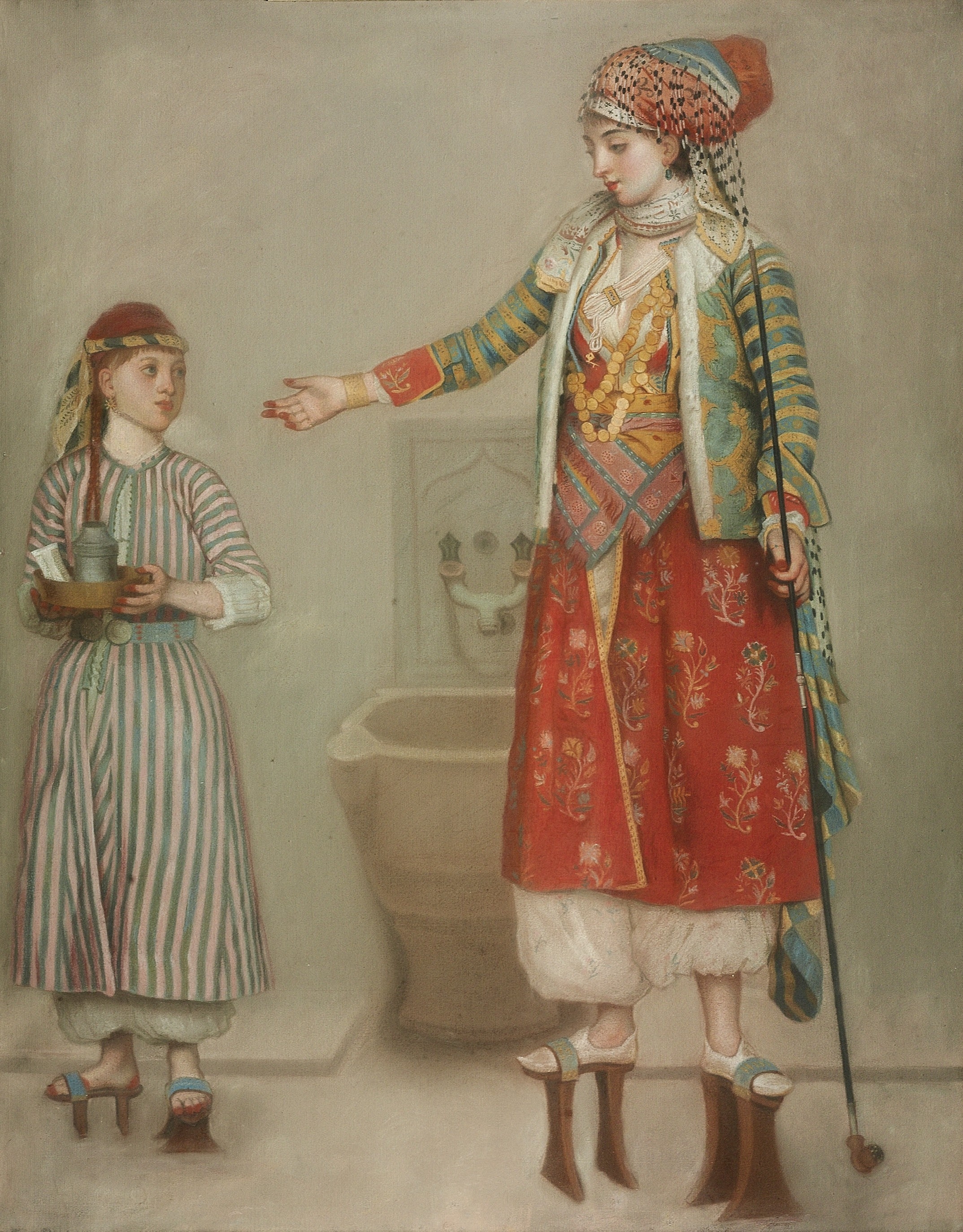 Jean-Étienne Liotard - Une dame en costume turc avec sa servante au hammam