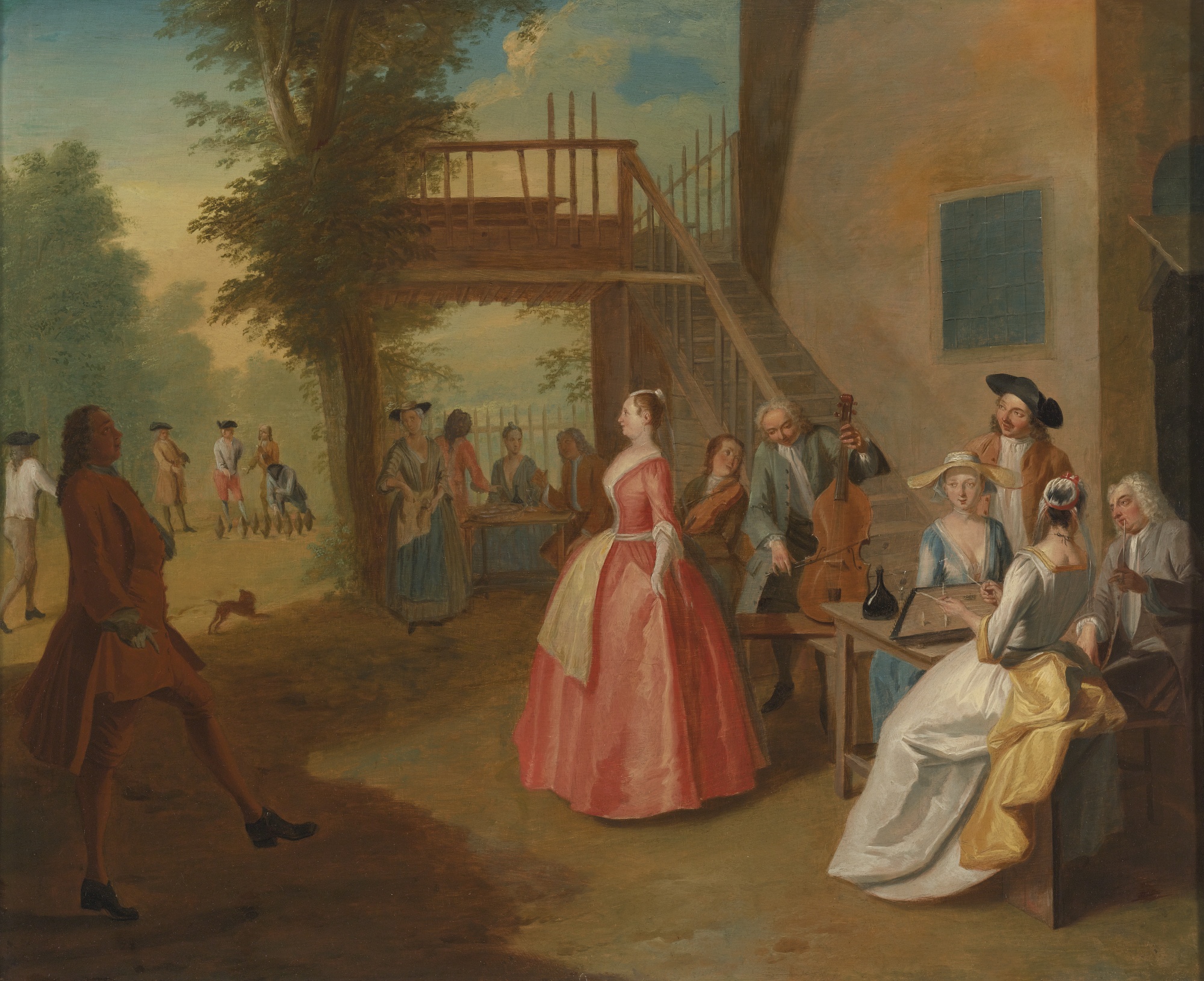 Joseph François Nollekens A Dancing Couple In An Outdoor Musical Party