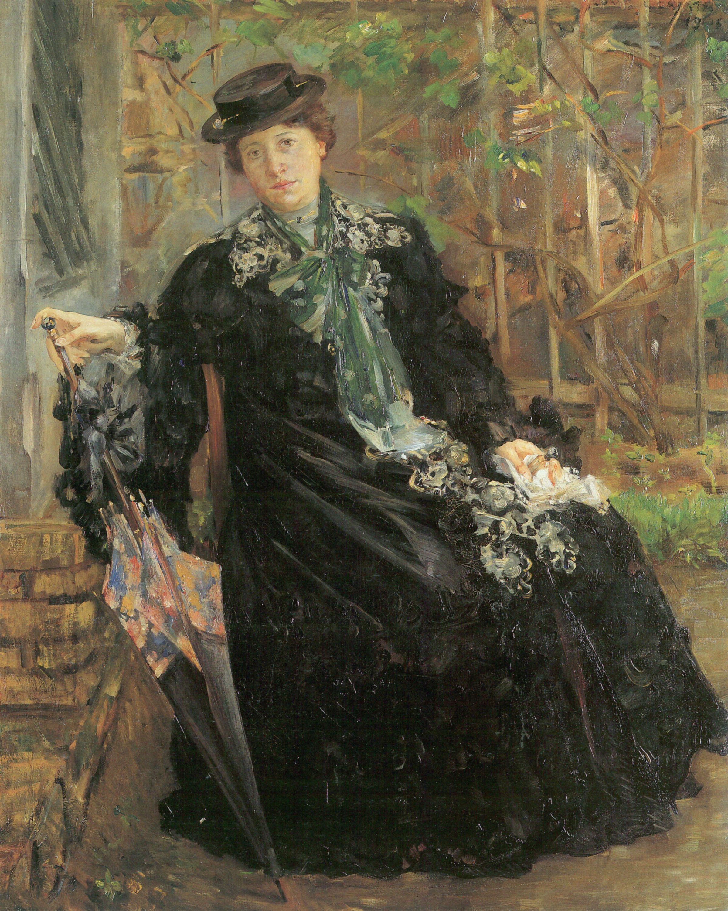 Lovis Corinth Porträt im schwarzen Mantel 1908