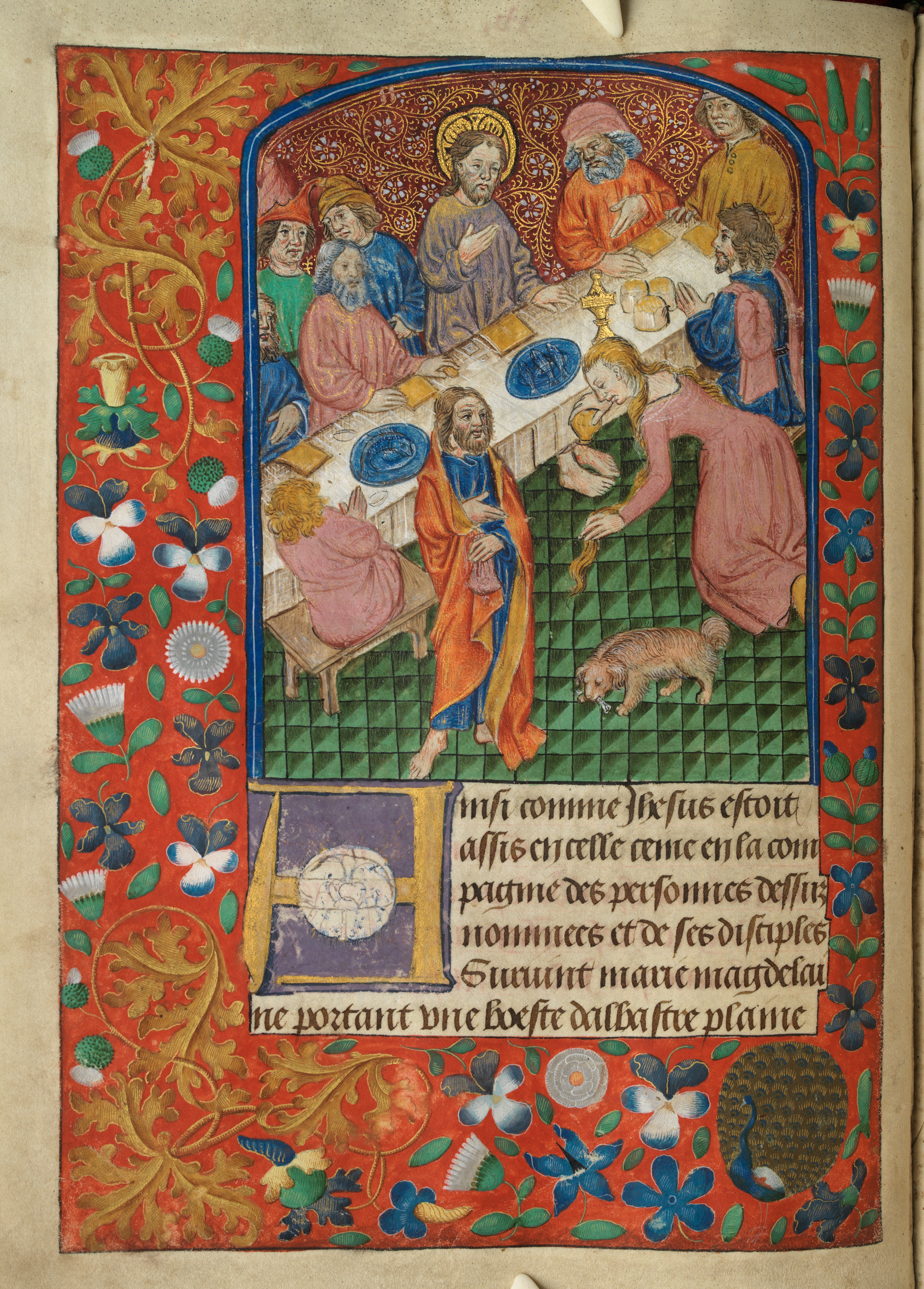 Mary Magdalen anointing Christ’s feet (f. 15v)
