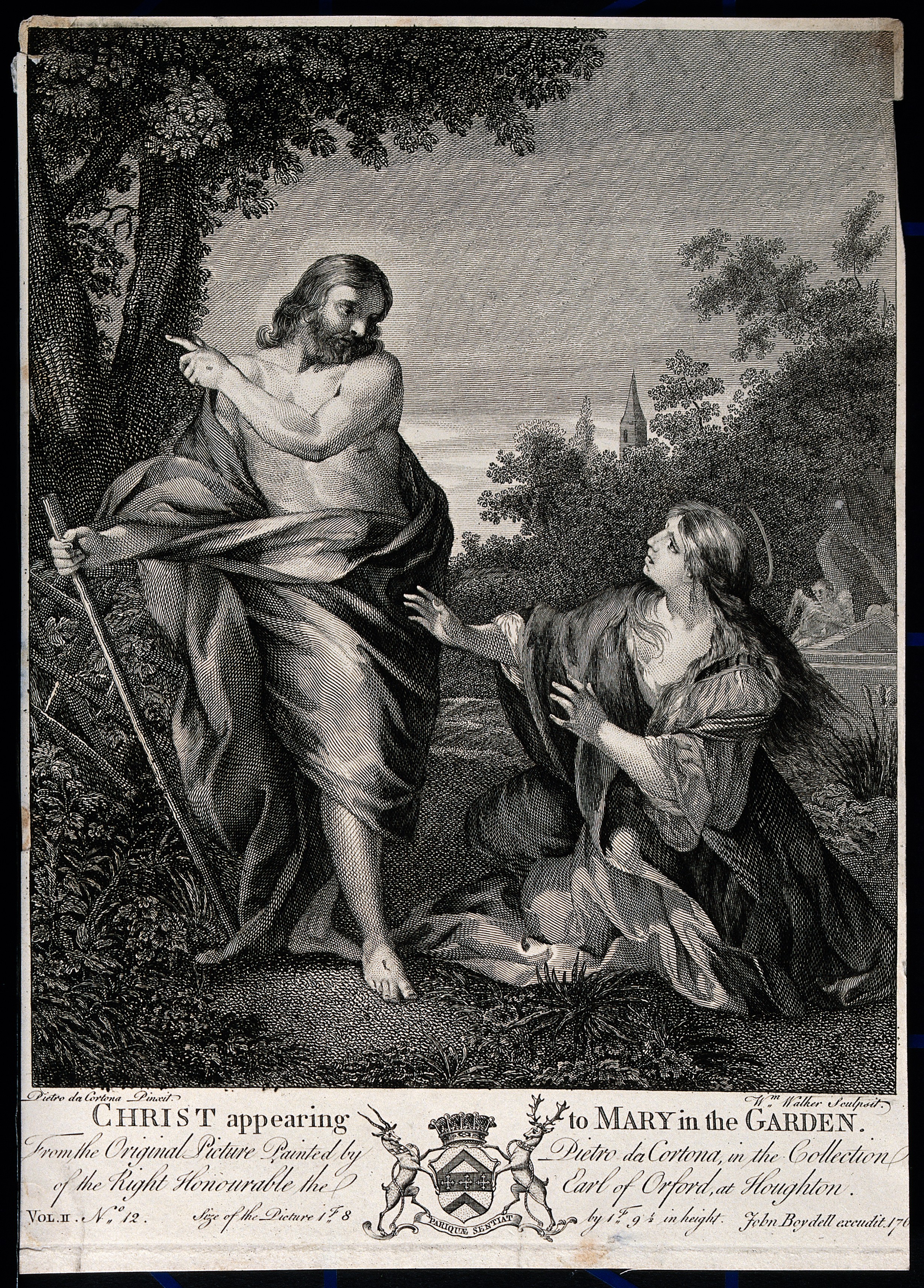 Mary Magdalene reaches out for the risen Christ; he points a Wellcome V0034827