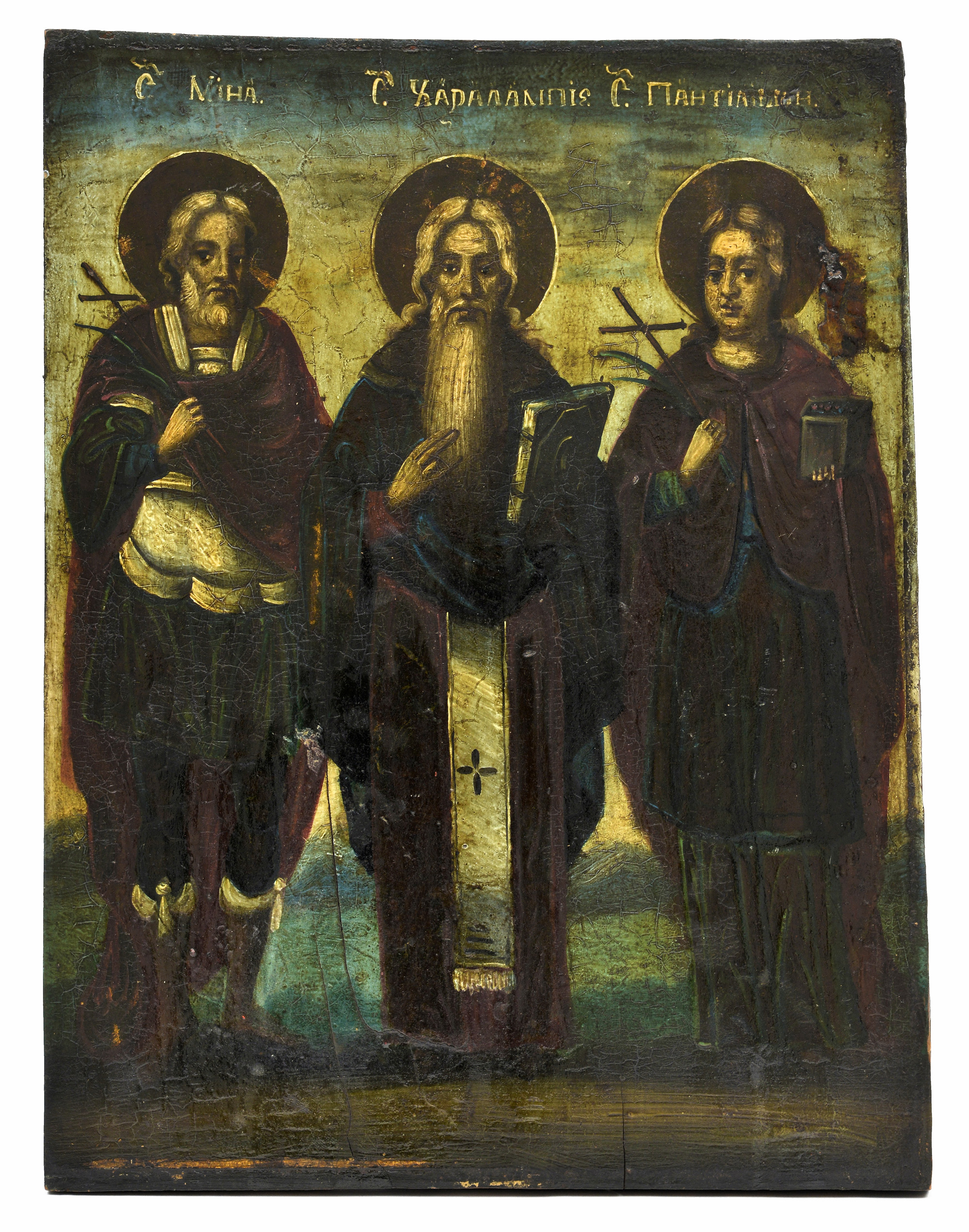 Menas, Charalampe and Pantaleon (Russia, 19 c., priv. coll)