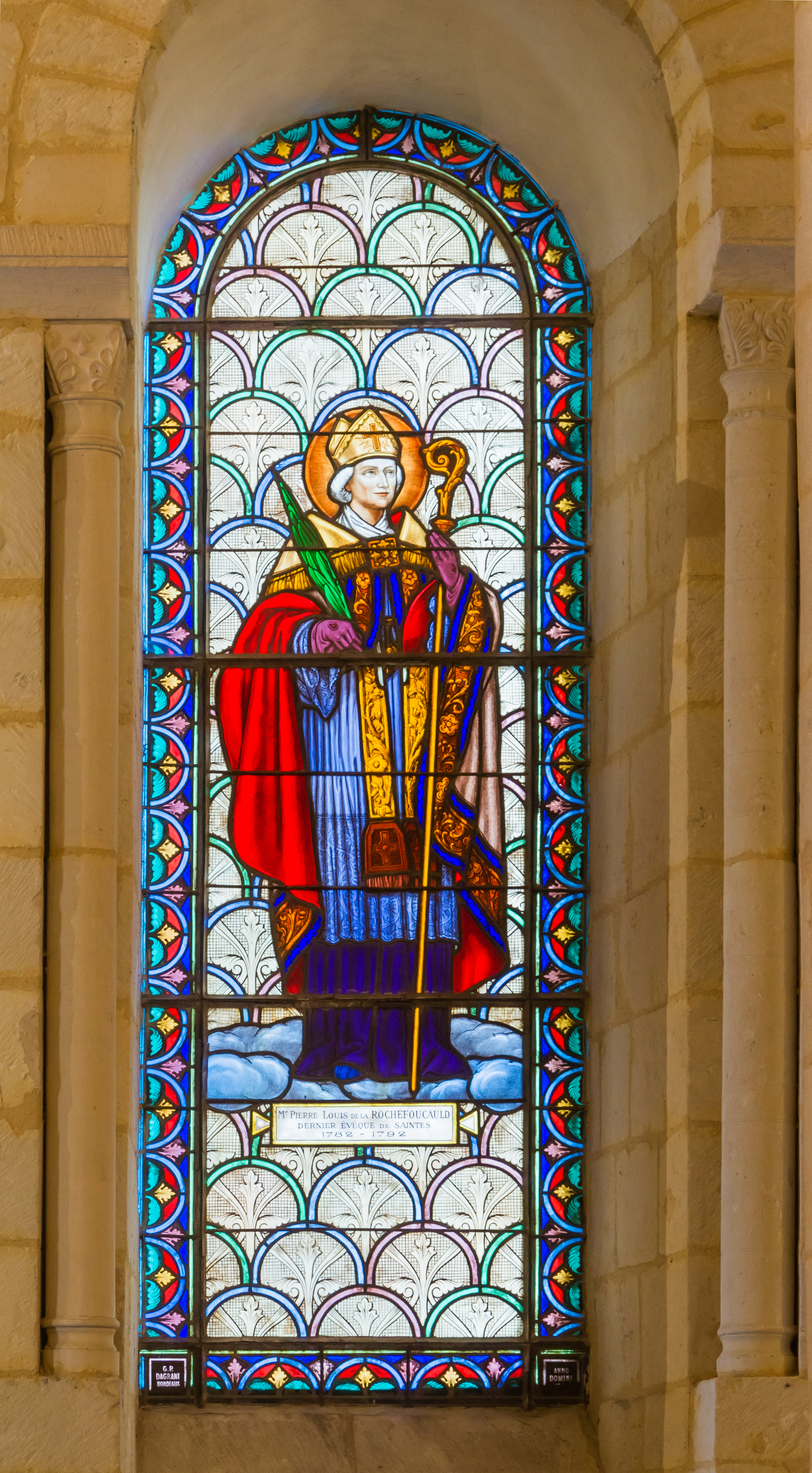 Pierre-Louis de la Rochefoucauld Stained glass window Saint-Eutropius upper Basilica Saintes Charente-Maritime