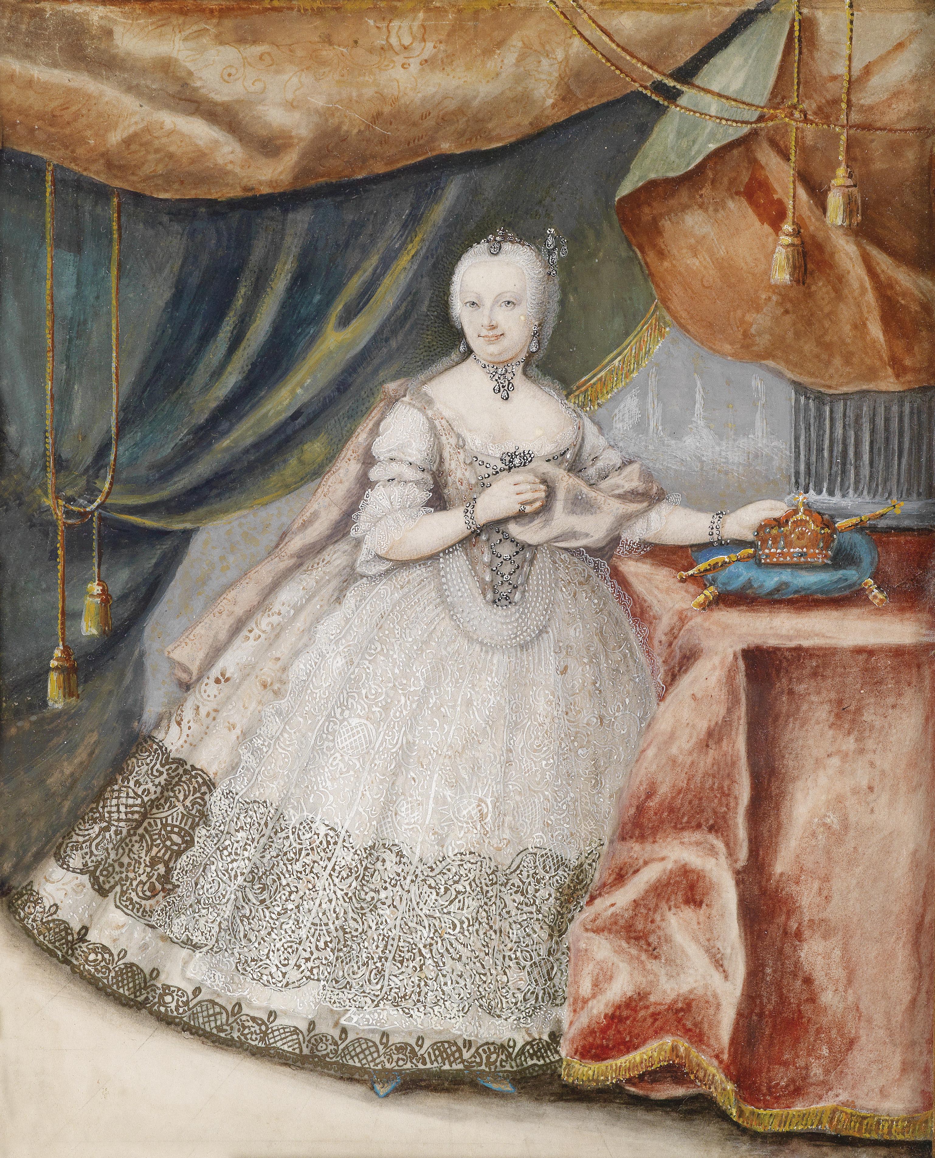 Portrait Maria Theresia im Spitzenkleid c1740