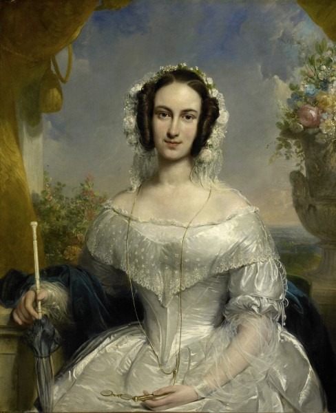 Agatha Petronella Hartsen (1814-78). In bruidstoilet ter gelegenheid van haar huwelijk met Jan van der Hoop op 17 maart 1841 Rijksmuseum SK-A-4123