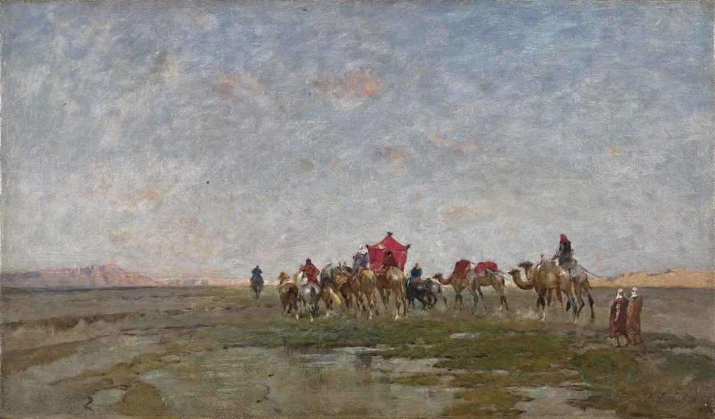 Alberto Pasini Karawane in der Wüste, signiert 1867