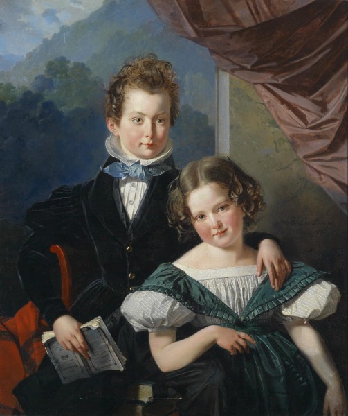 Barthelemy Vieillevoye Portrait zweier Kinder 1836