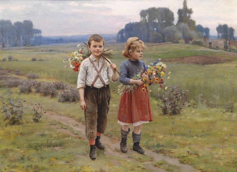 Cesar Pattein Kinder am Heimweg 1895