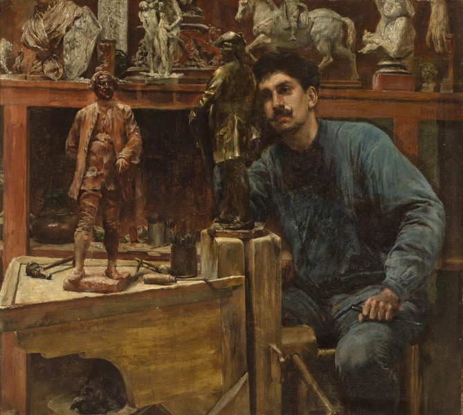 Charles Frederic Ulrich - Sculptor in Studio