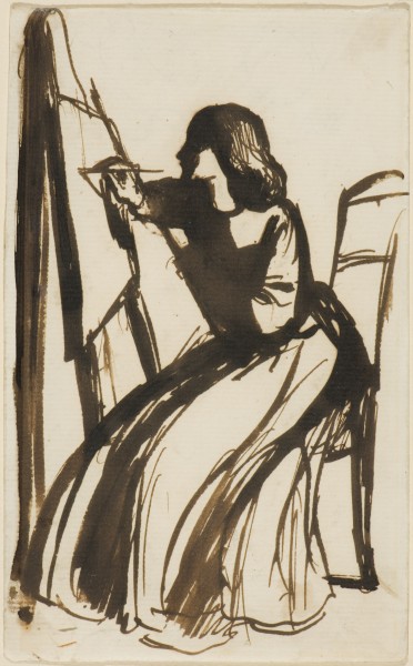 Dante Gabriel Rossetti - Elizabeth Siddal Seated at an Easel