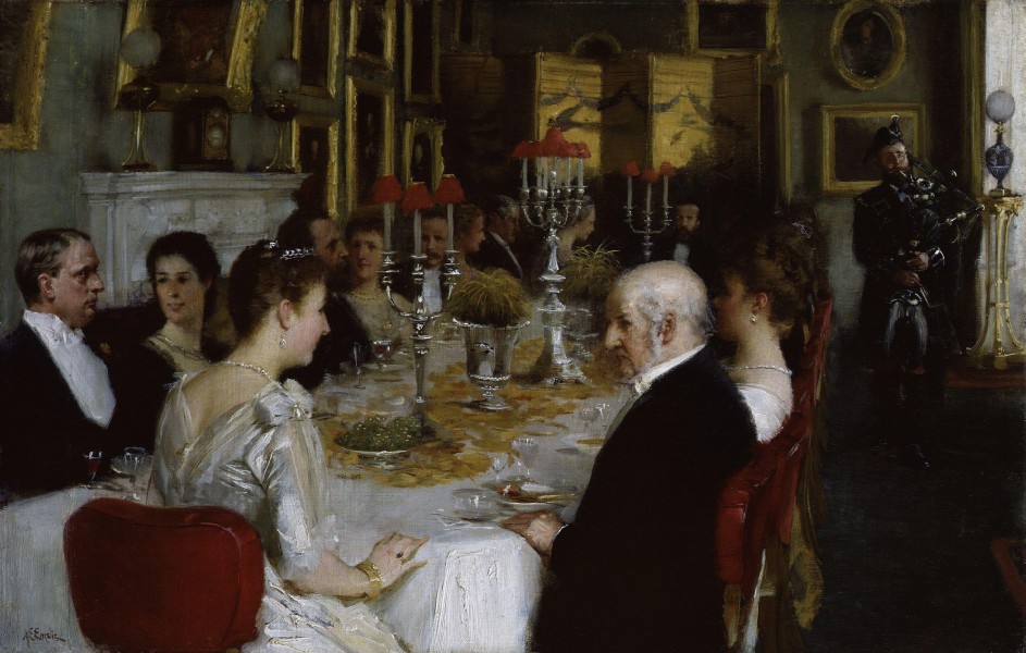 Dinner at Haddo House, 1884 by Alfred Edward Emslie