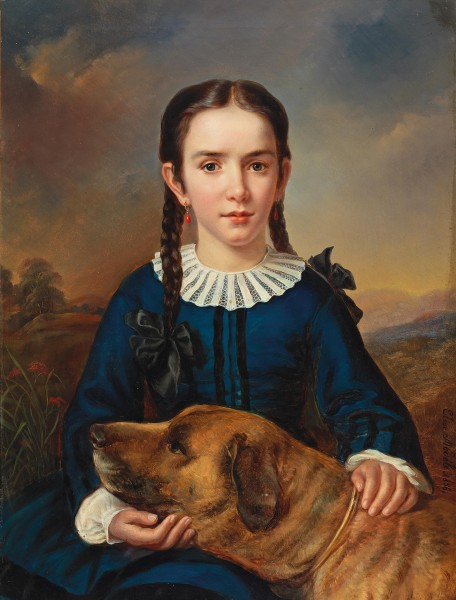 Elisabeth Modell Bildnis der Baroness Trent-Turcati mit Hund