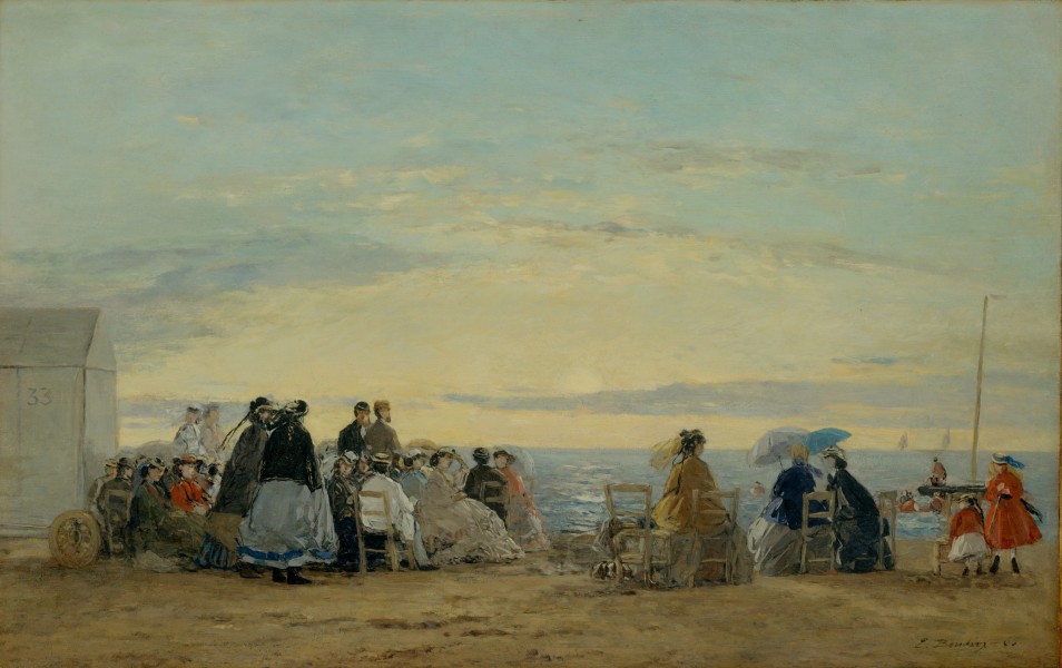 Eugène Boudin - Sur la plage, coucher de soleil