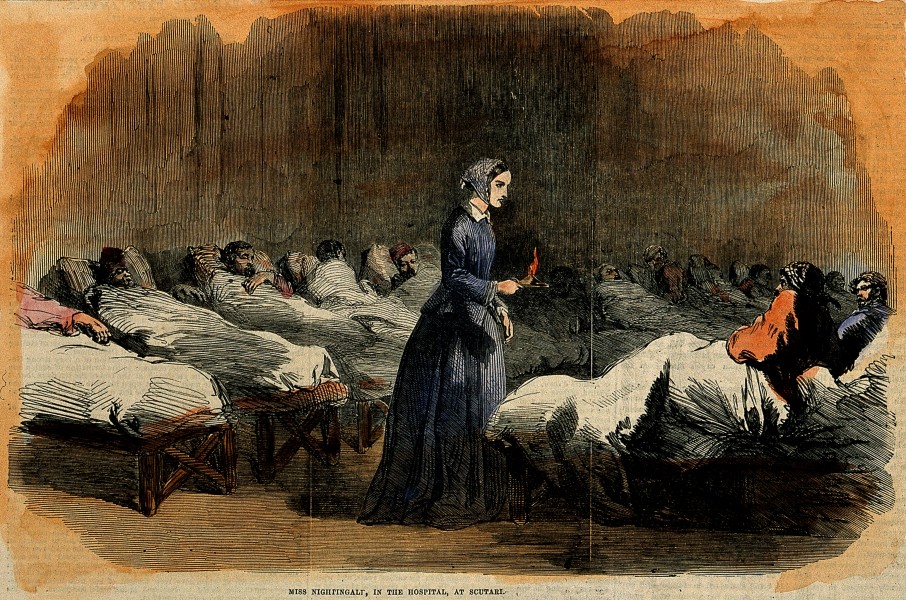 Florence Nightingale. Coloured wood engraving, 1855. Wellcome V0004316