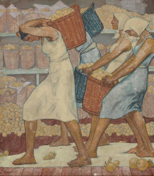 Fritz Erler Frauen bei der Apfelernte