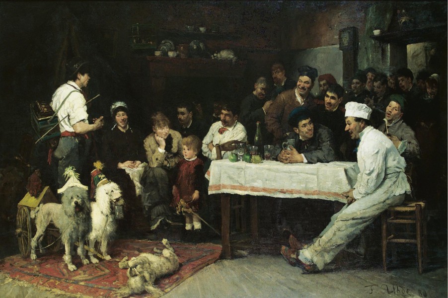 Fritz von Uhde - Die gelehrigen Hunde (1880)