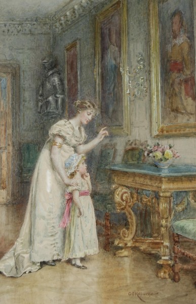 George Goodwin Kilburne Mother and child in a picture gallery
