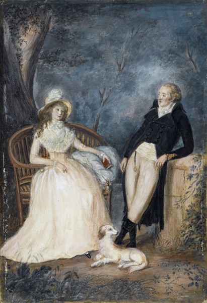 Goethe and Charlotte von Stein in conversation watercolour late 18th century