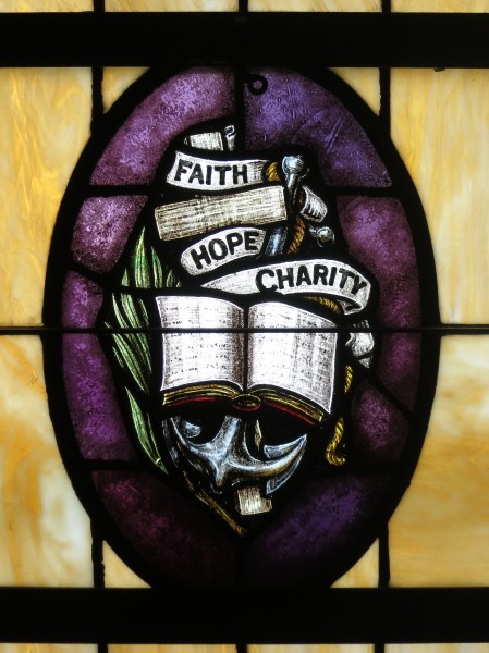 Holy Family Catholic Church (North Baltimore, Ohio) - stained glass, Faith Hope Charity
