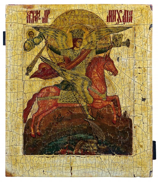 Icon of saint Michael horseman (Russia, 19th c., priv. coll.)