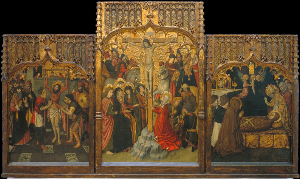 Jaume Huguet - Martyrdom of Saint Bartholomew, Calvary and Death of Saint Mary Magdalene - Google Art Project