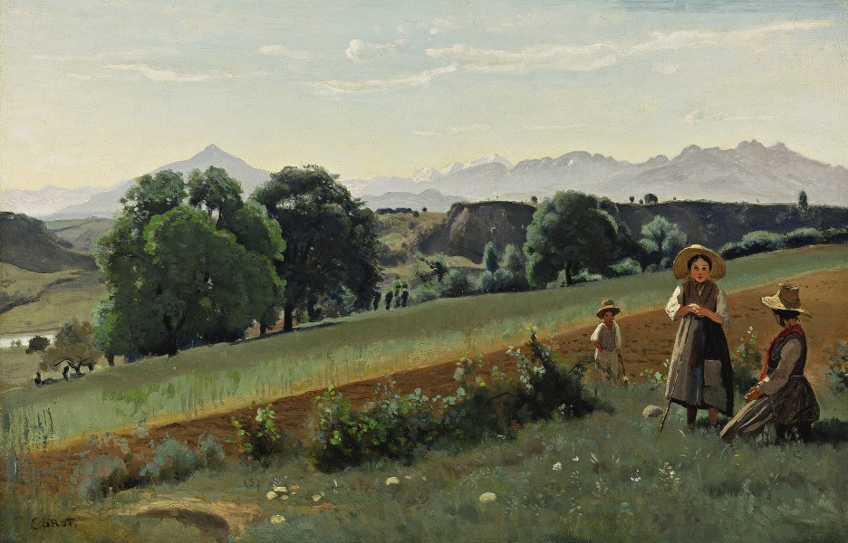 Jean-Baptiste-Camille Corot - Mornex (Haute-Savoie)-au fond, le Môle (1840s)