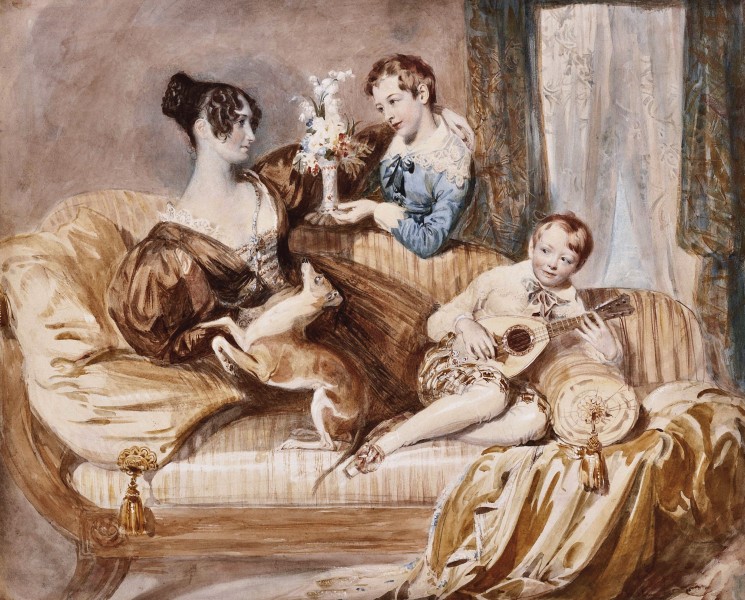 Julia Hardwick, née Shaw, with her two sons, by Daniel MacLise (1806-1870)