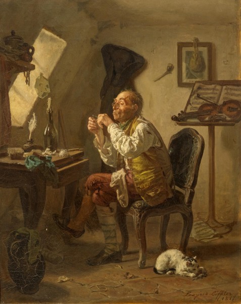 Leopold Löffler Musikant in seiner Stube 1857