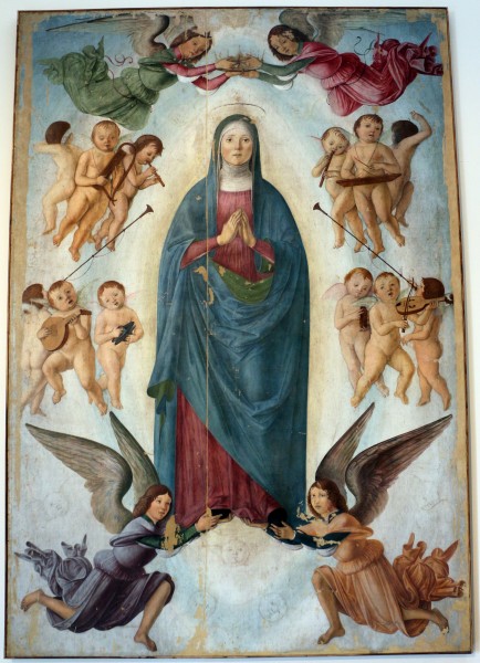 Lorenzo costa, assunta e coro d'angeli, 1480-90 ca., da s. maria assunta in monteveglio, 01
