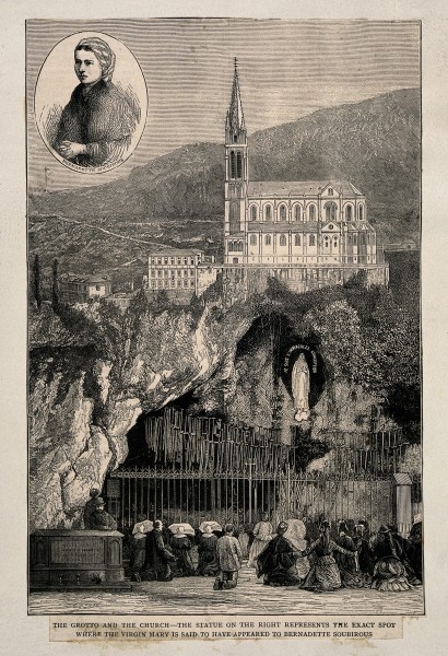 Lourdes, Haute Pyrénées, France; pilgrims praying in front o Wellcome V0012868