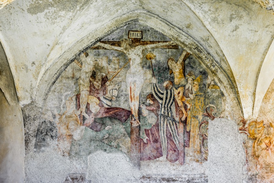 Maria Saal Domplatz 6 Karner Wandbild von 1521 Kreuzigung 03072017 0067