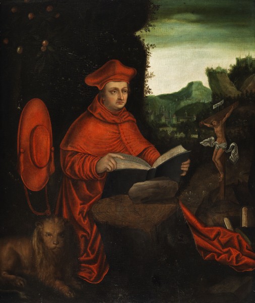 Nachfolger des Lucas Cranach d.Ä. - Kardinal Albrecht von Brandenburg als Kirchenvater Hieronymus