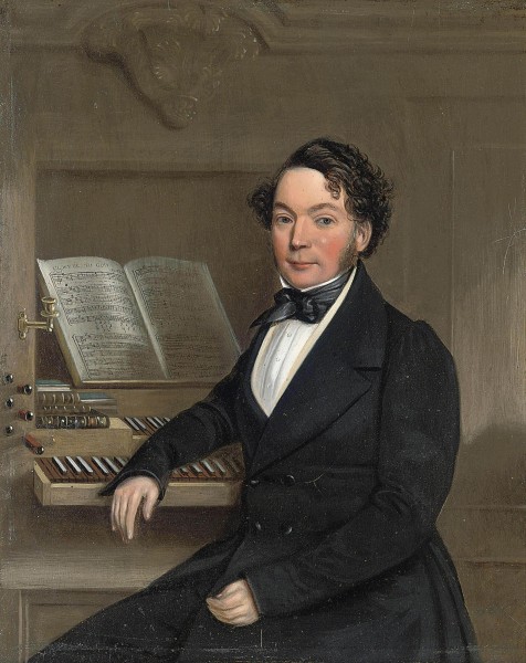 Portrait of a gentleman at an organ English 19th century